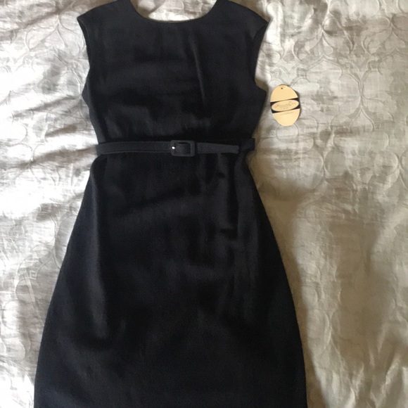 NWT Rebecca & Drew V-Back Black Wool Sheath, M - Picture 3 of 6